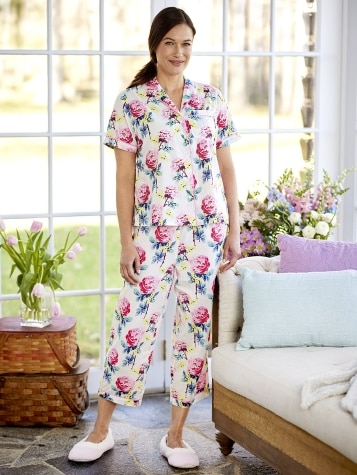 Cabbage Rose Pajamas for Women 
