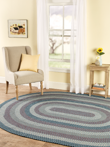 Mt. Mansfield Multi-Color Blue Braided Oval Rug