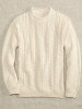Men's Cotton Crewneck Pullover Sweater in Natural