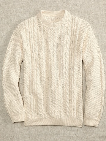 Men's Cotton Crewneck Pullover Sweater in Natural