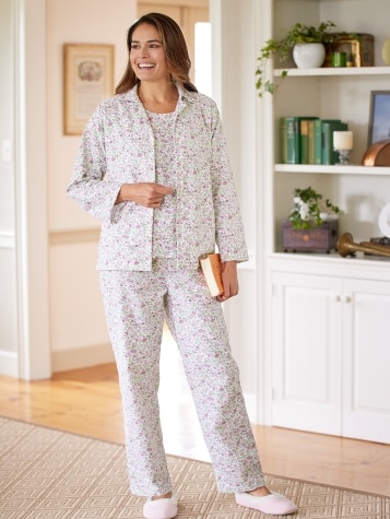 woensdag Kosciuszko Italiaans Womens Flannel Pajama Set | 3-Piece Plaid PJs