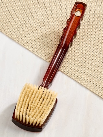 Natural Bristle Square Bath Brush With Tortoise Handle, Firm