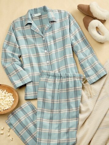Ella Simone Portuguese Cotton Plaid Flannel Pajamas