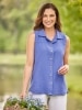 Women's Crinkle Cotton Sleeveless Button-Front Top