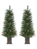 Pre-Lit Artificial Potted Austrian Pine Christmas Tree, Set of 2