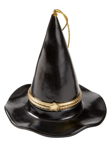 Halloween Porcelain Witch Hat Ornament and Trinket Box