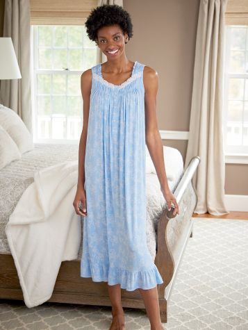 Eileen West Lace-Print Modal Nightgown
