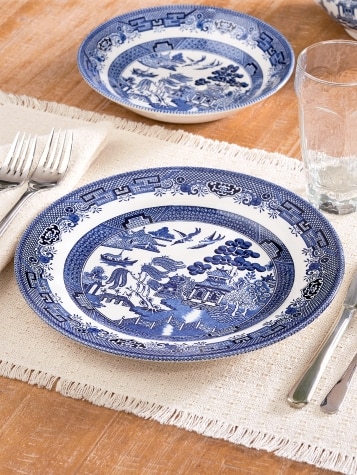 Blue and white dinner plates best sale