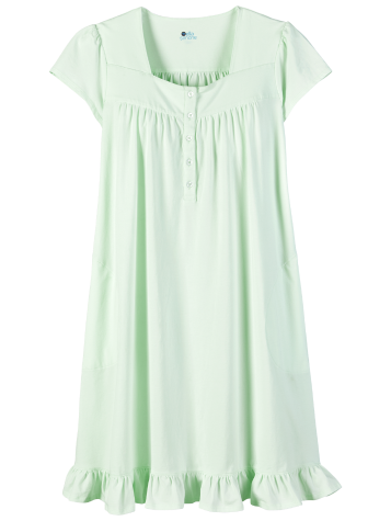 Ella Simone Cotton Knit Shortie Nightgown in Mint 