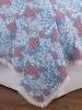Floral Cotton Quilt or Pillow Sham With Crochet Lace Border