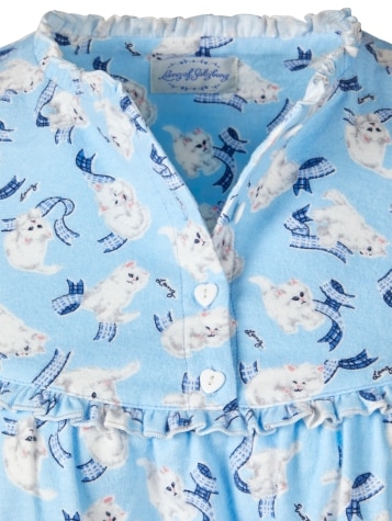 Lanz Playful Kittens Flannel Nightgown
