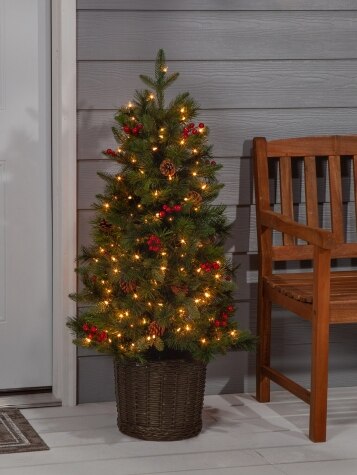 Pre-Lit Artificial Riverton Pine Potted Christmas Tree