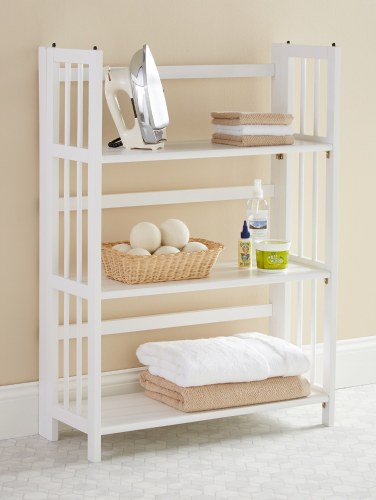 3 Tier Folding Bookcase Stackable Storage