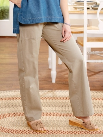 Garment-Washed Twill Pants for Women 