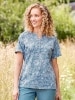 Women's Short-Sleeve Garment-Washed Paisley Cotton Henley