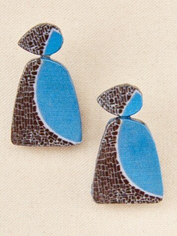 Blue Geometric Artisan Earrings