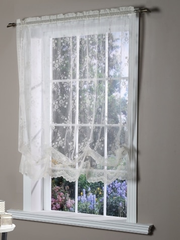 Fl Embroidered Lace Balloon Curtain, Victorian Lace Balloon Curtains