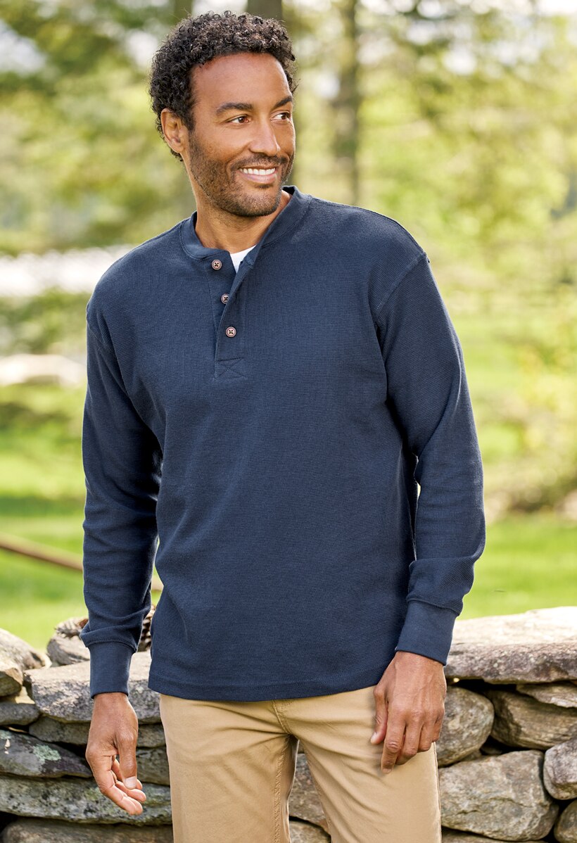 Orton Brothers Long-Sleeve Waffle-Knit Henley