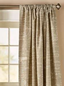 Parisian Note Taupe Rod Pocket Curtains