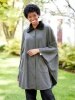 Women's Fleece Cape With Faux-Fur Collar