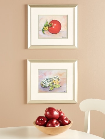 Tomato And Zucchini Framed Art Prints by Donnel Barnum, 2 Prints