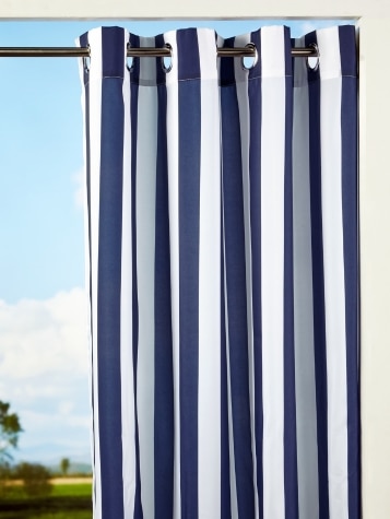 Seascape Indoor/Outdoor Stripe Grommet Top Sheer Curtains