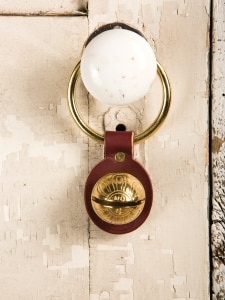 Leather Door Strap With One Solid Brass Bell