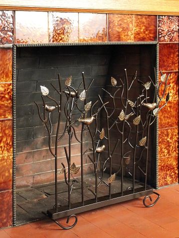 Bronze Birds Fireplace Screen