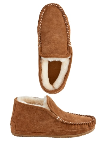 Men s Australian Shearling Boot Moc Slippers Brown 11 The Vermont Country Store