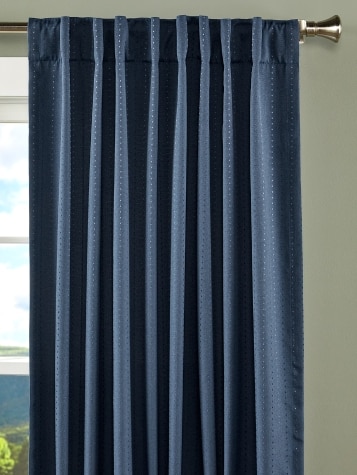 Blue Hudson Dot Blackout Curtains With Back Tabs