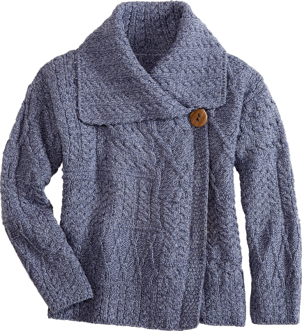Women's Denim Irish Wool Asymmetrical Cardigan
