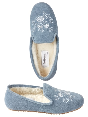 Women's Embroidered Suede Ballet Slippers