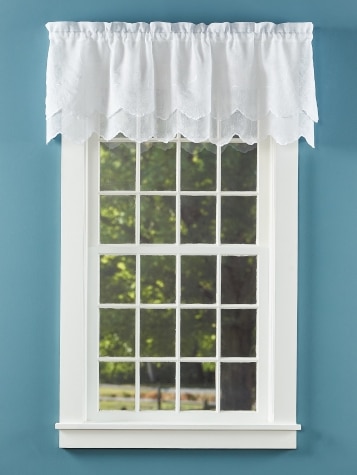White Hathaway Sheer Double-Scalloped Valance