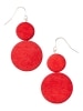 Red Double-Circle Wood Drop Earrings