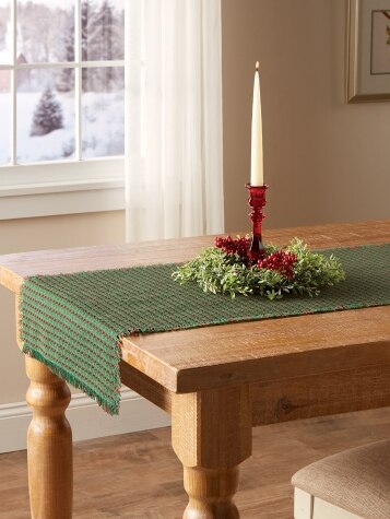 Mountain Weave Cotton Table Runner, 18 Inch Wide