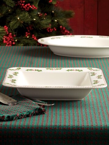 Holly and Sprig Square and Oval Platters