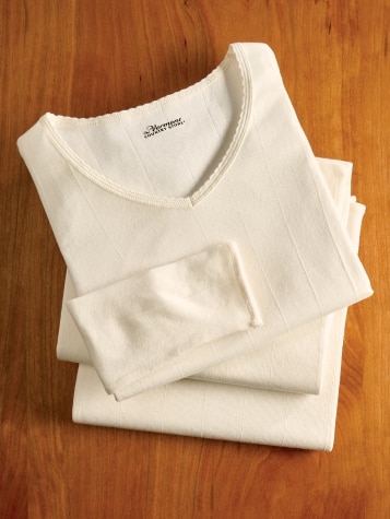 Women's Long-Sleeve V-Neck Undershirt, 3 Pack