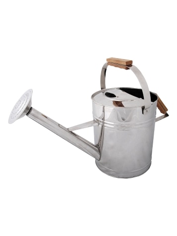 Stainless-Steel Watering Can In Garden Setting