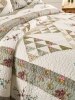 Flower Patch Reversible Embroidered Quilt or Pillow Sham Pair