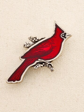 Red cardinal brooch discount