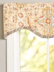 Antiqued Watercolor Rod Pocket Scalloped Valance
