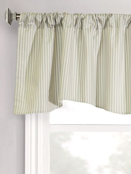 Insulated Ticking Stripe Scalloped Window Valance