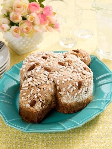 Wrapped Colomba Dove Cake on Plate