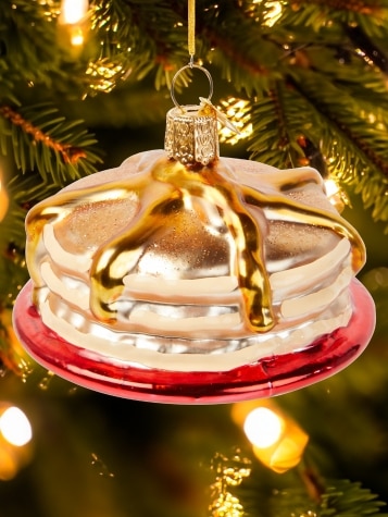 Pancake Stack Blown-Glass Christmas Ornament