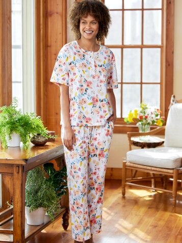 Watercolor Wildflowers Henley Pajamas