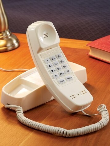 Slimline Corded Push-Button Dial Pad Phone, Ivory