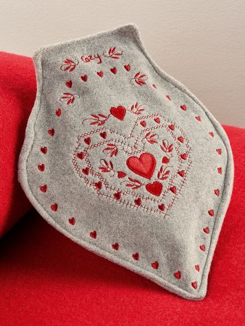 Hot Water Bottle With Embroidered Cover