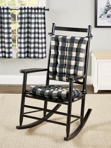 Never-Flatten Buffalo Check Rocker Chair Cushion Set, In 2 Sizes