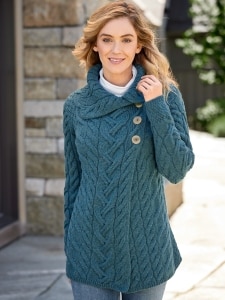 Women's Irish 3-Button Long Supersoft Wool Cardigan