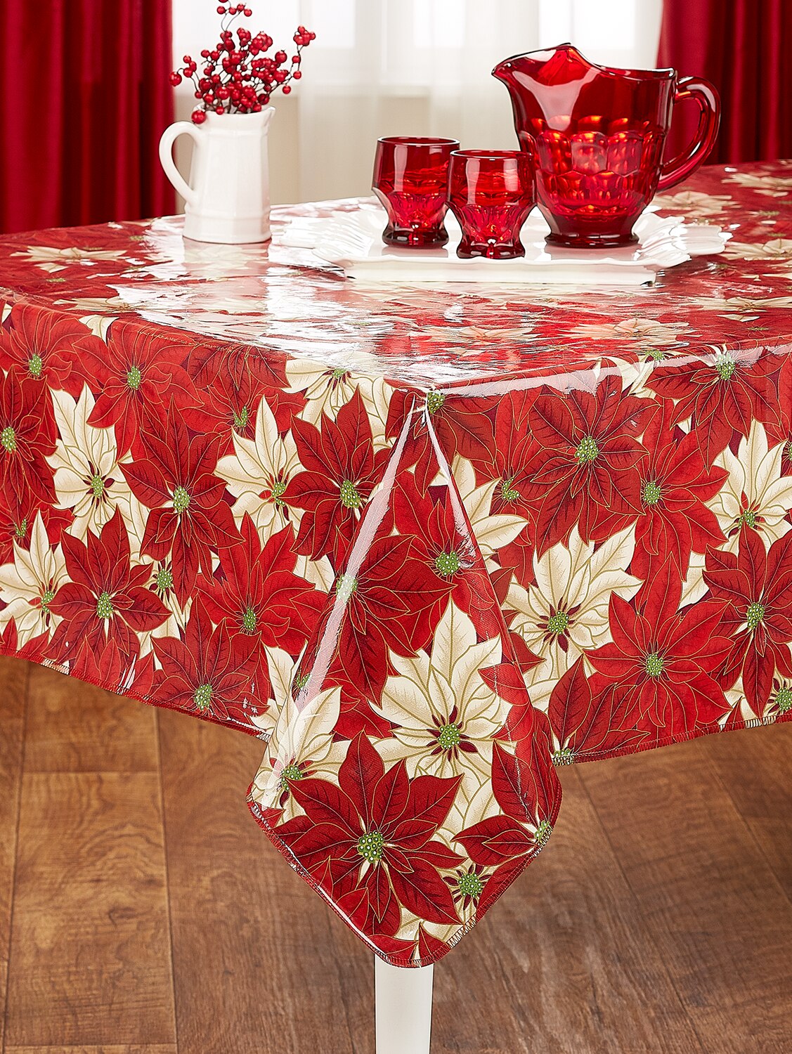 Fantastic Cherries and Berries Vinyl Flannel Back Tablecloth Various Sizes
